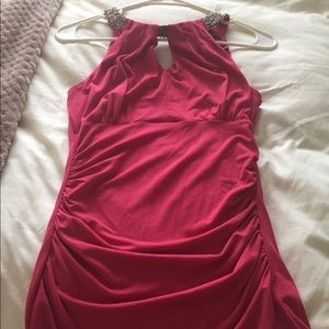 WHMB pink beaded halter tank top EUC XS